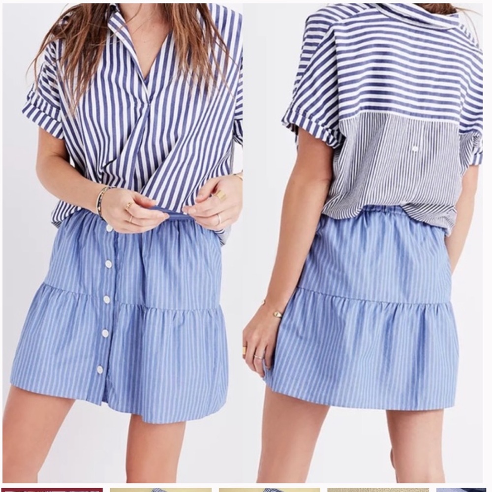 Madewell Bistro Striped Button Down Mini Skirt